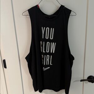 Nike Women's Black Muscle Tee with White Print